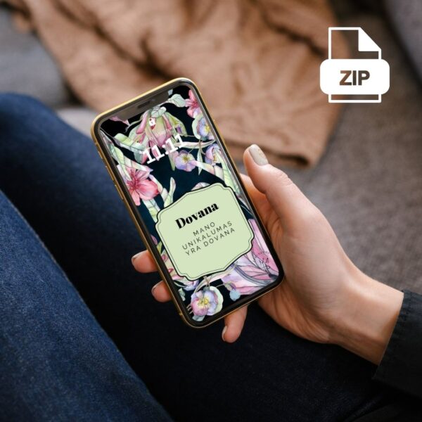 21 telefono užsklanda su afirmacijomis – skaitmeninis rinkinys su gėlėmis ir įkvepiančiais žodžiais - Image 3